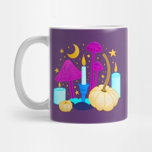 Magical Mushrooms Pumpkins and Candles Mug